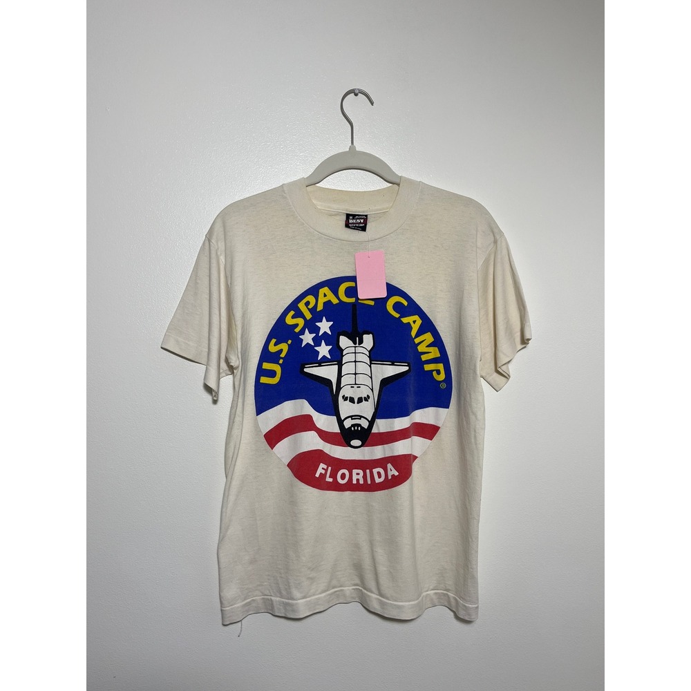 Vintage U.S. Space Camp T-Shirt Florida 90s Made In USA Tuf Cotton White